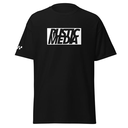 White Logo Rustic Media 100% Cotton Tee