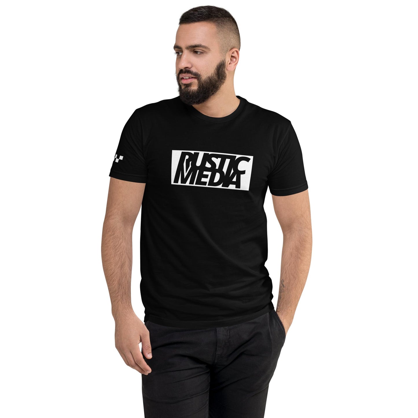 White Logo Rustic Media Lightweight Tee