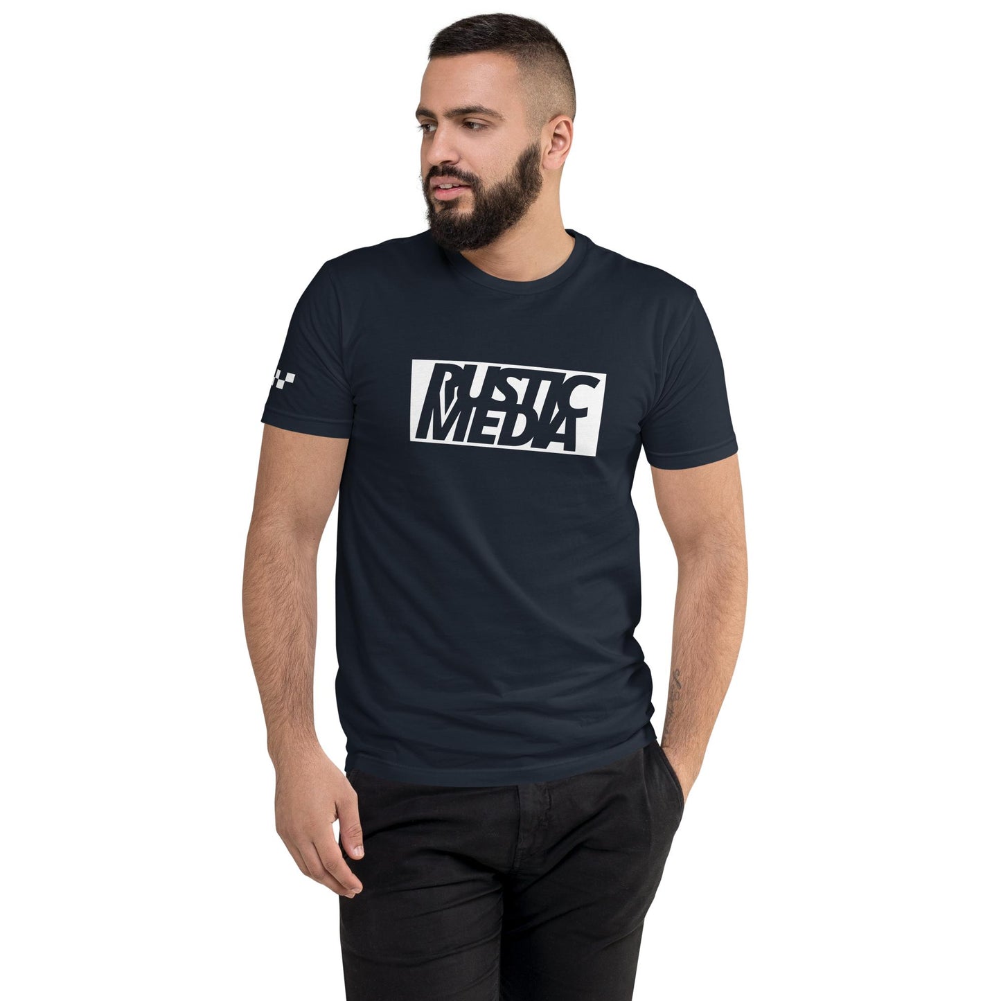 White Logo Rustic Media Lightweight Tee