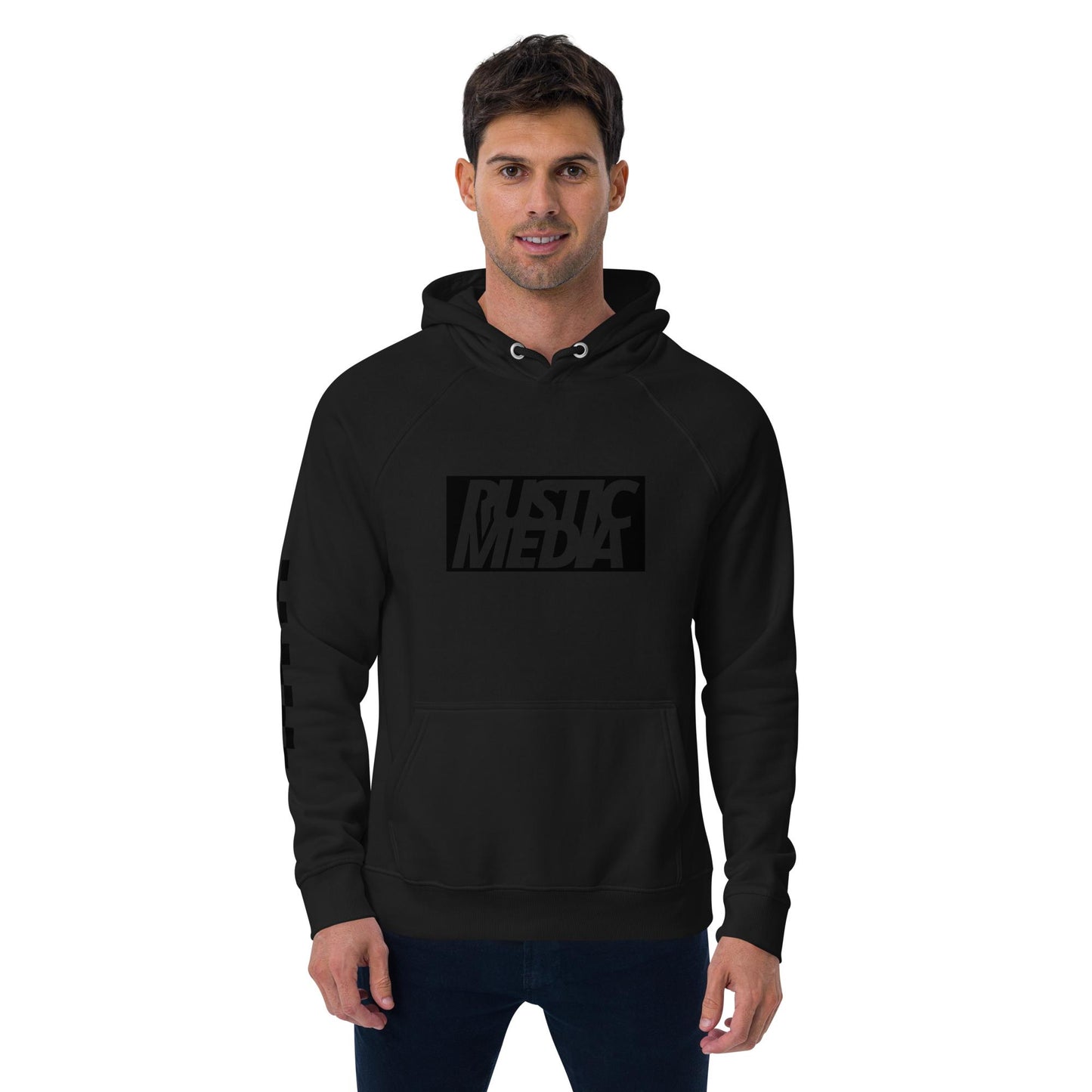 Black Logo Rustic Media Hoodie